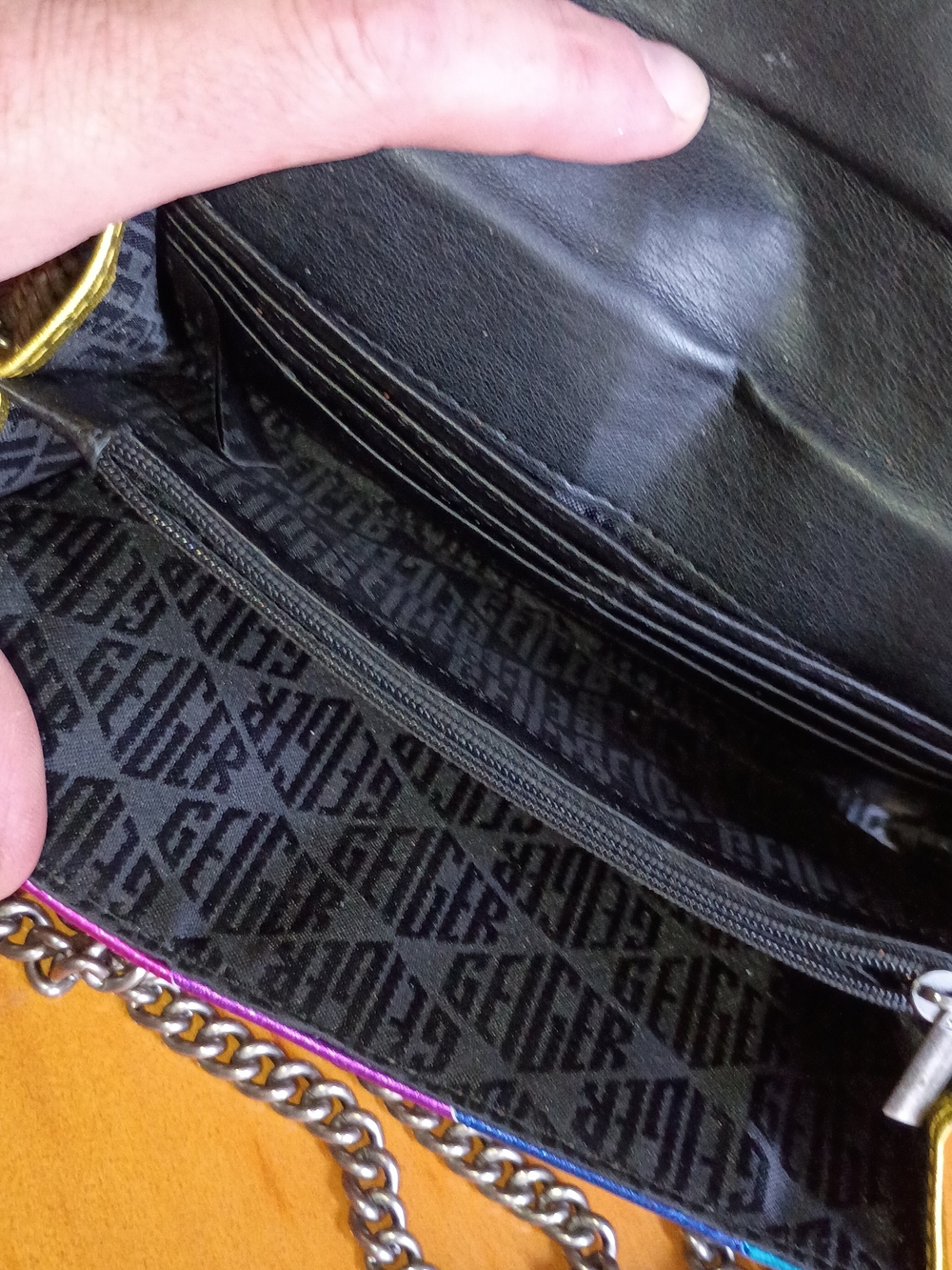 Kurt Geiger London Kensington Metallic Rainbow Stripe Crossbody Bag - Picture 8 of 10